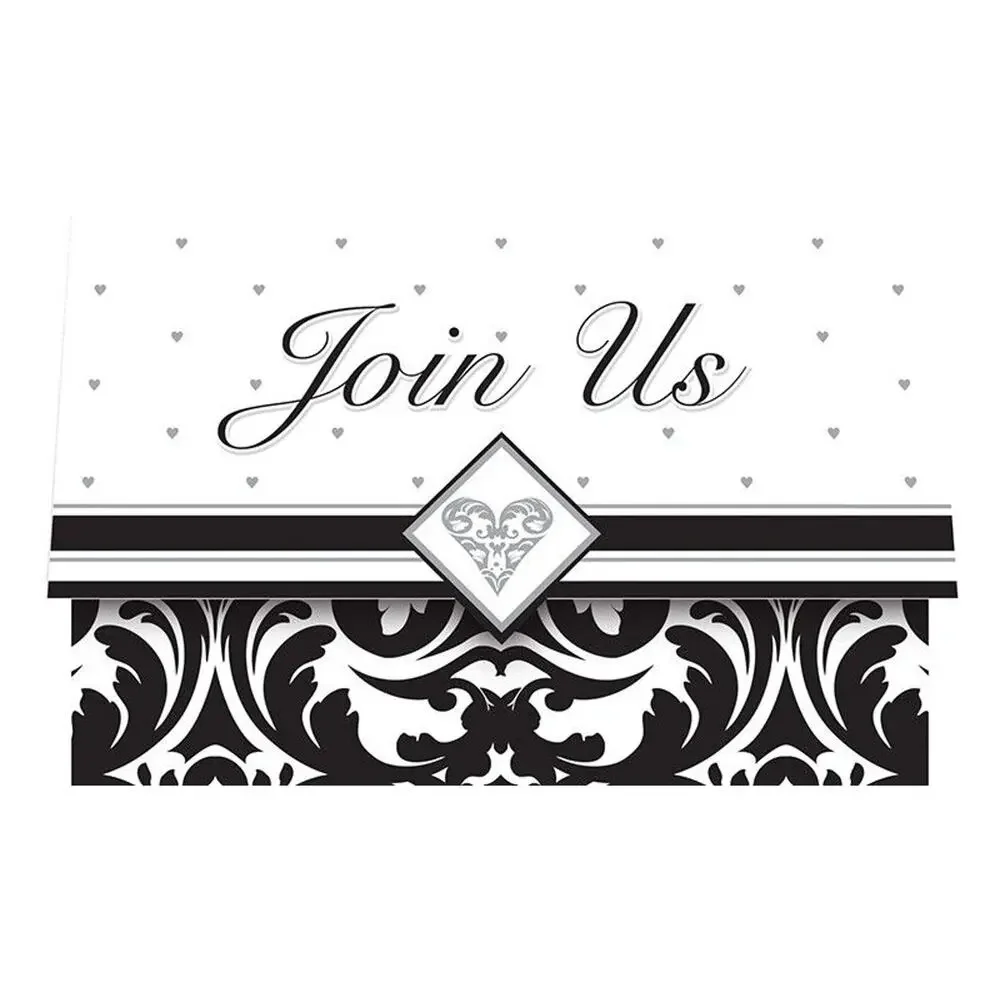 8‎ Creative Converting EVER AFTER B&W Damask Wedding Invitations Bridal Shower